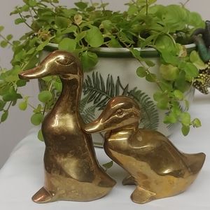 Vtg pair of brass ducks